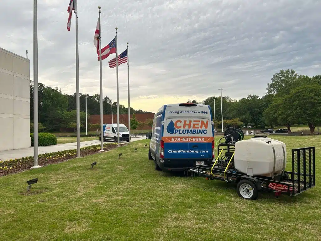 Chen Plumbing Truck In Atlanta Georgia Grassy Area